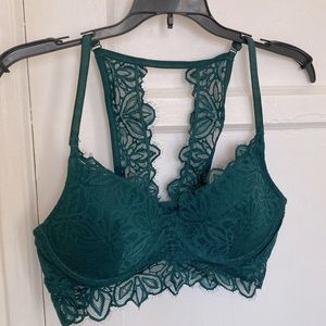 PINK by Victoria Secret Forest Green Date Lightly Lined Bralette Size L